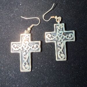 Elegant Silver Cross Earrings